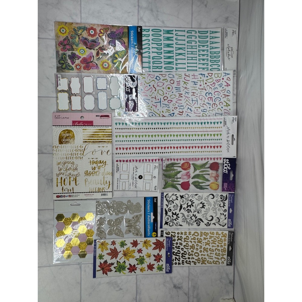 Scrapbook Sticker Lot Sticko Paper Studio Jot Butterfly Floral Alphabet New